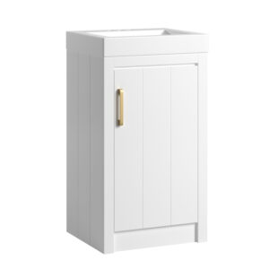 Baxwell Painted White 20in Vanity Combo - Gold Handles - Angled View Silo