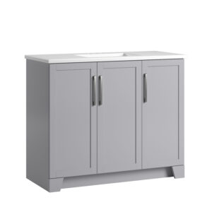 Brookstein 42" Vanity Combo - Nickel Handles - Angle View Silo